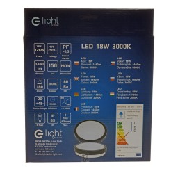 PLAFON LED 18W 3000K CZARNY IP65 EKP712