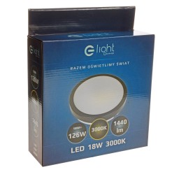 PLAFON LED 18W 3000K CZARNY IP65 EKP712