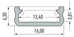 PROFIL ALUMINOWY BIAŁY TYP D 1m + KLOSZ MLECZNY (D BIAŁY-1M) EKPR1058