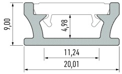 PROFIL ALUMINIOWY SREBRNY TYP T 2m + KLOSZ MLECZNY EKPR5381