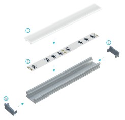 PROFIL ALUMINIOWY SREBRNY TYP T 2m + KLOSZ MLECZNY EKPR5381