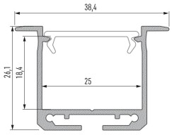 PROFIL ALUMINIOWY SREBRNY TYP K 2m + KLOSZ MLECZNY, SPRĘŻYNA MONTAŻOWA EKPR7559