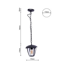 Lampa ogrodowa wisząca FOX BLACK 1xE27 EKO3544