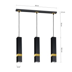 Lampa wisząca VIDAR BLACK/GOLD 3xGU10 MLP6280