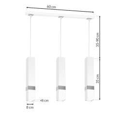 Lampa wisząca VIDAR WHITE/CHROME 3xGU10 MLP6284