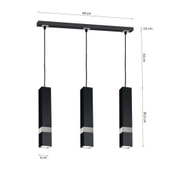 Lampa wisząca VIDAR BLACK/CHROME 3xGU10 MLP6288