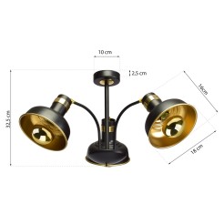 Lampa sufitowa MARGO BLACK/GOLD 3xE27 MLP6211