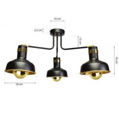 Lampa sufitowa MARGO 3xE27 BLACK/GOLD 3xE27 MLP6212