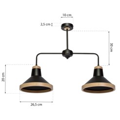 Lampa sufitowa SALMA BLACK / WOOD 2xE27 60W MLP6296