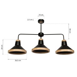 Lampa sufitowa SALMA BLACK / WOOD 3xE27 60W MLP6297