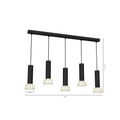 Lampa wisząca DANTE Black/Gold 5xGU10 MLP7250