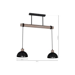 Lampa wisząca ERIK Sawn black/Patinated wood 2XE27 MLP7639