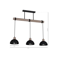 Lampa wisząca ERIK Sawn black/Patinated wood 3XE27 MLP7640