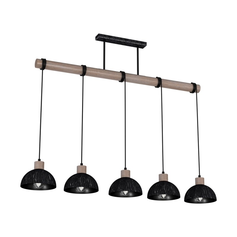 Lampa wisząca ERIK Sawn black/Patinated wood 5XE27 MLP7641