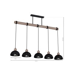 Lampa wisząca ERIK Sawn black/Patinated wood 5XE27 MLP7641