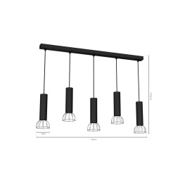 Lampa Wisząca DANTE BLACK/SILVER 5xGU10 MLP7361