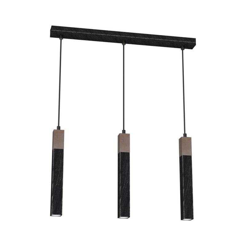 Lampa wisząca SOLO SAWN BLACK / PATINATED WOOD 3x mini GU10 MLP7470