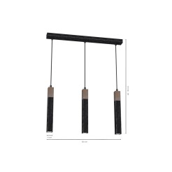 Lampa wisząca SOLO SAWN BLACK / PATINATED WOOD 3x mini GU10 MLP7470