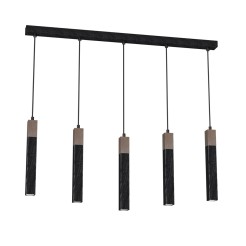 Lampa wisząca SOLO SAWN BLACK / PATINATED WOOD 5x mini GU10 MLP7471