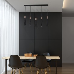 Lampa wisząca SOLO SAWN BLACK / PATINATED WOOD 5x mini GU10 MLP7471