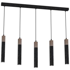 Lampa wisząca SOLO SAWN BLACK / PATINATED WOOD 5x mini GU10 MLP7471