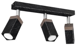 Lampa sufitowa SOLO SAWN BLACK / PATINATED WOOD 3x mini GU10 MLP7473