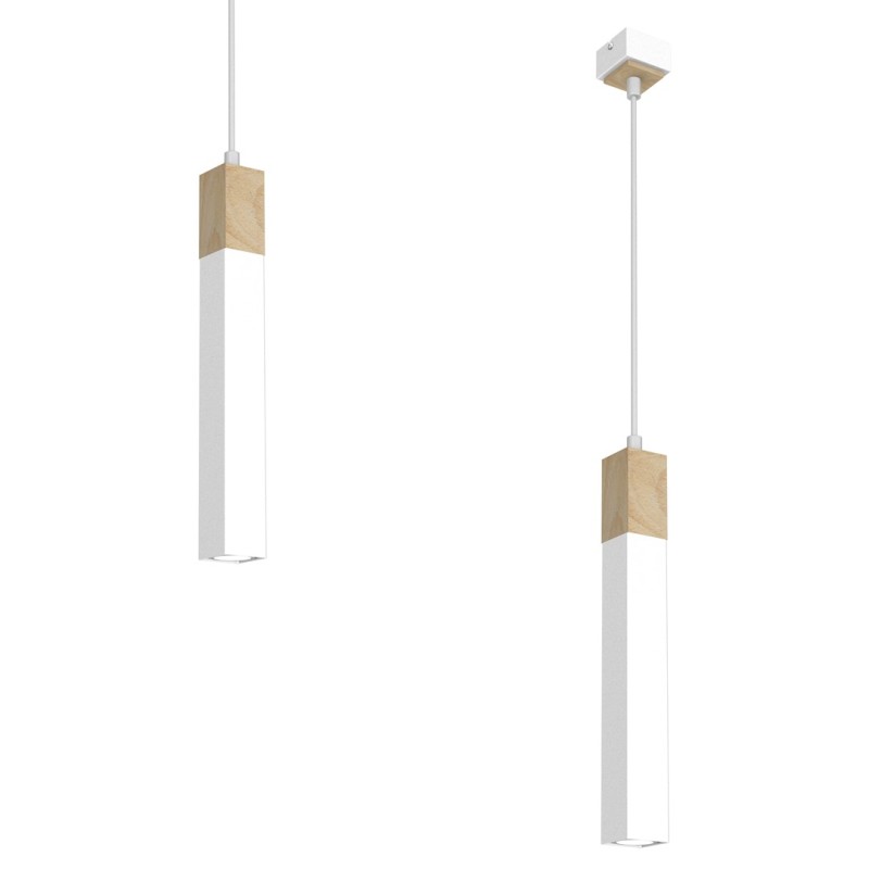 Lampa wisząca SOLO SAWN WHITE / PATINATED WOOD 1x mini GU10 MLP7475