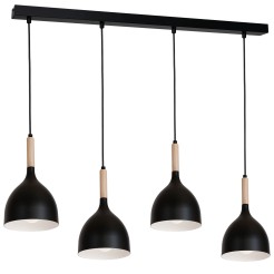 żyrandol line  black/natural wood 4 1876