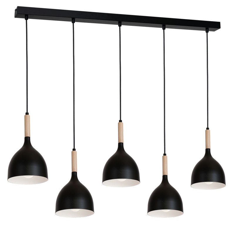 żyrandol line  black/natural wood 5 1877