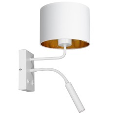 kinkiet  G9+E27 white, cylinder shade white/gold 2 3442