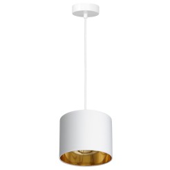 żyrandol  white, cylinder shade dia 180, h 150 white/gold 1 3445