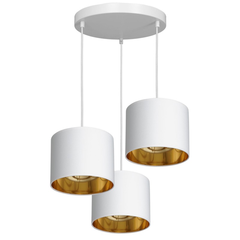 żyrandol  talerz dia 300, cylinder white, shade dia 180, h 150 white/gold 3 3449