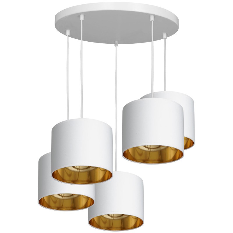 żyrandol  talerz dia 440, cylinder white, shade dia 180, h 150 white/gold 5 3450