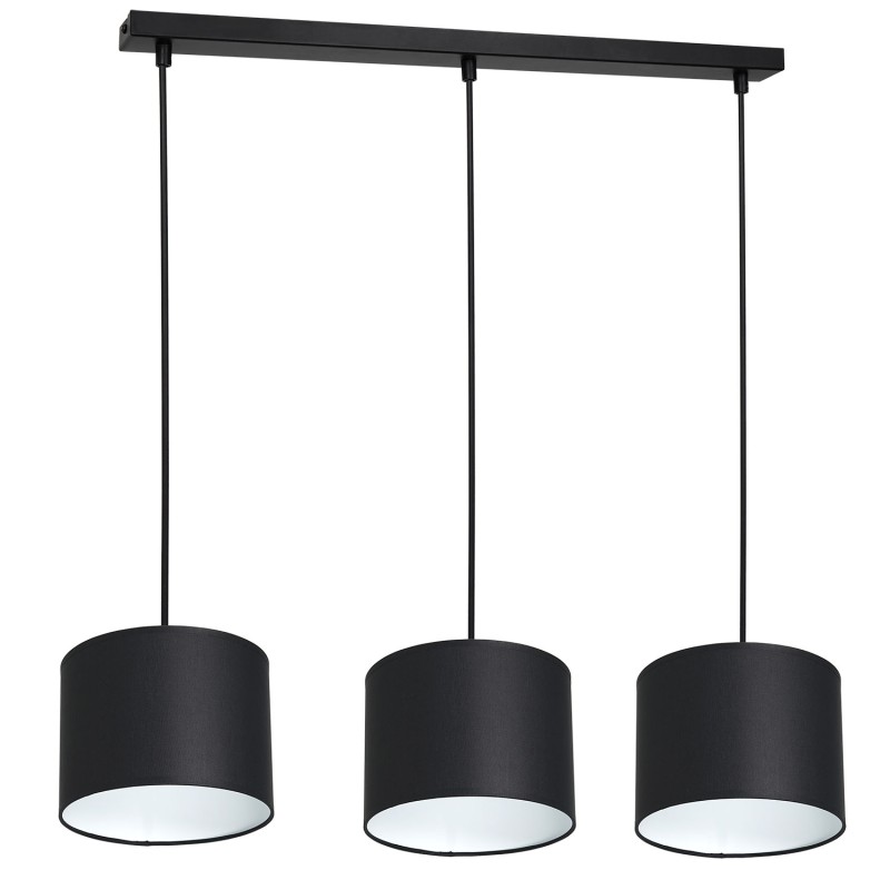 żyrandol  listwa, black, cylinder shade dia 180, h 150 black 3 3474