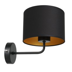 kinkiet  black, cylinder shade dia 180, h 150 black/gold 1 3486