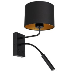 kinkiet  G9+E27 black, cylinder shade dia 180, h 150 black/gold 2 3487