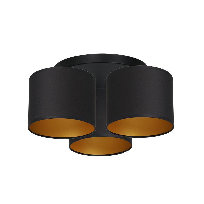 plafon  black, cylinder shade black/gold 3 3488