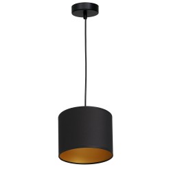 żyrandol  black, cylinder shade dia 180, h 150 black/gold 1 3490