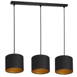 żyrandol  listwa, black, cylinder shade dia 180, h 150 black/gold 3 3493