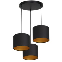 żyrandol  talerz dia 300, black, cylinder shade dia 180, h 150 black/gold 3 3494