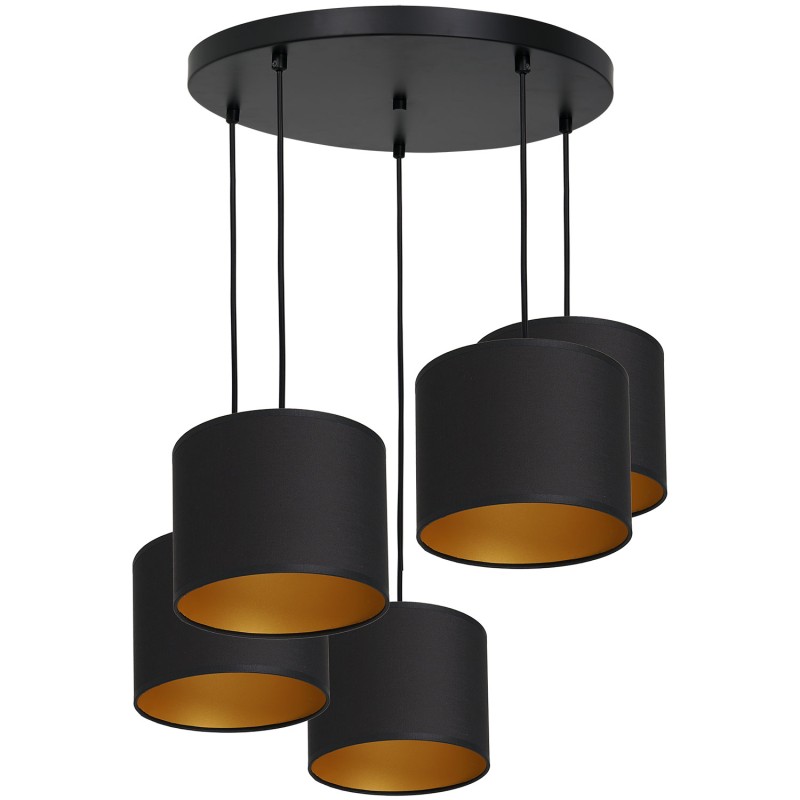 żyrandol  talerz dia 440, black, cylinder shade dia 180, h 150 black/gold 5 3495