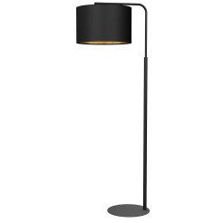 lampa podł.  ramię, black, cylinder shade dia 400, h 250 black/gold 1 3499