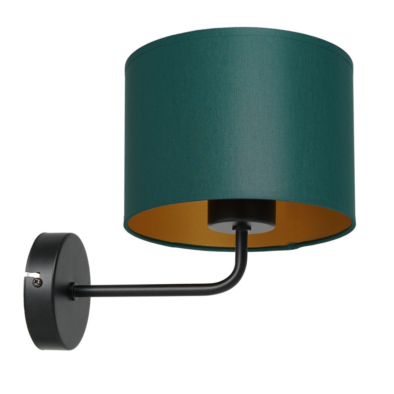 kinkiet  black, cylinder shade dia 180, h 150 green/gold 1 3543