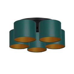 plafon  black, cylinder shade green/gold 5 3546