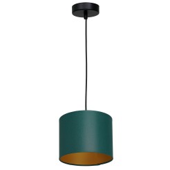 żyrandol  black, cylinder shade dia 180, h 150 green/gold 1 3547