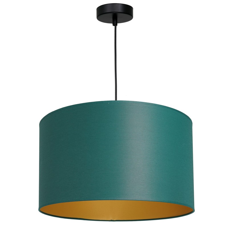 żyrandol  black, cylinder shade dia 400, h 250 green/gold 1 3549