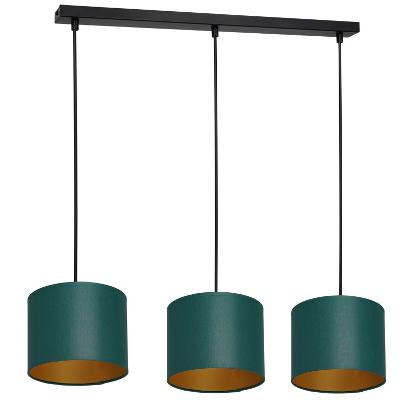 żyrandol  listwa, black, cylinder shade dia 180, h 150 green/gold 3 3550