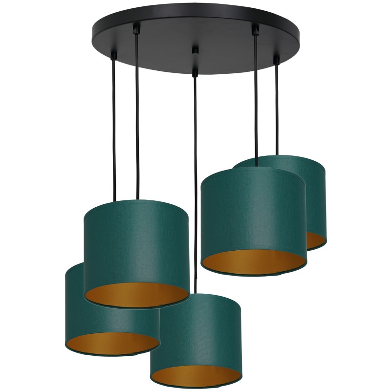 żyrandol  talerz dia 440, black, cylinder shade dia 180, h 150 green/gold 5 3552