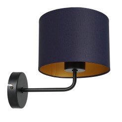 kinkiet  black, cylinder shade dia 180, h 150 navy blue/gold 1 3562