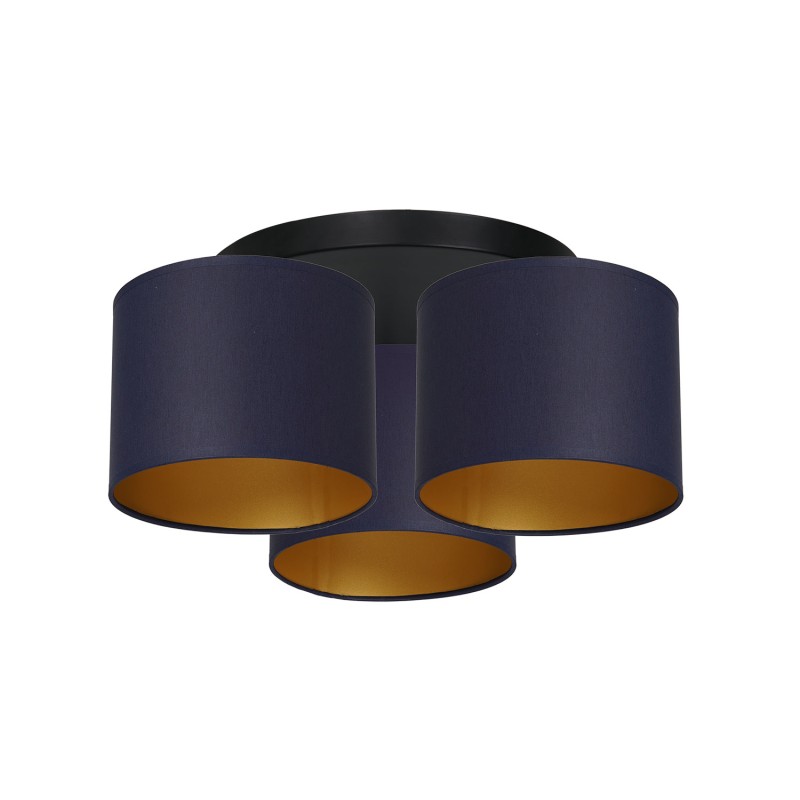 plafon  black, cylinder shade navy blue/gold 3 3564